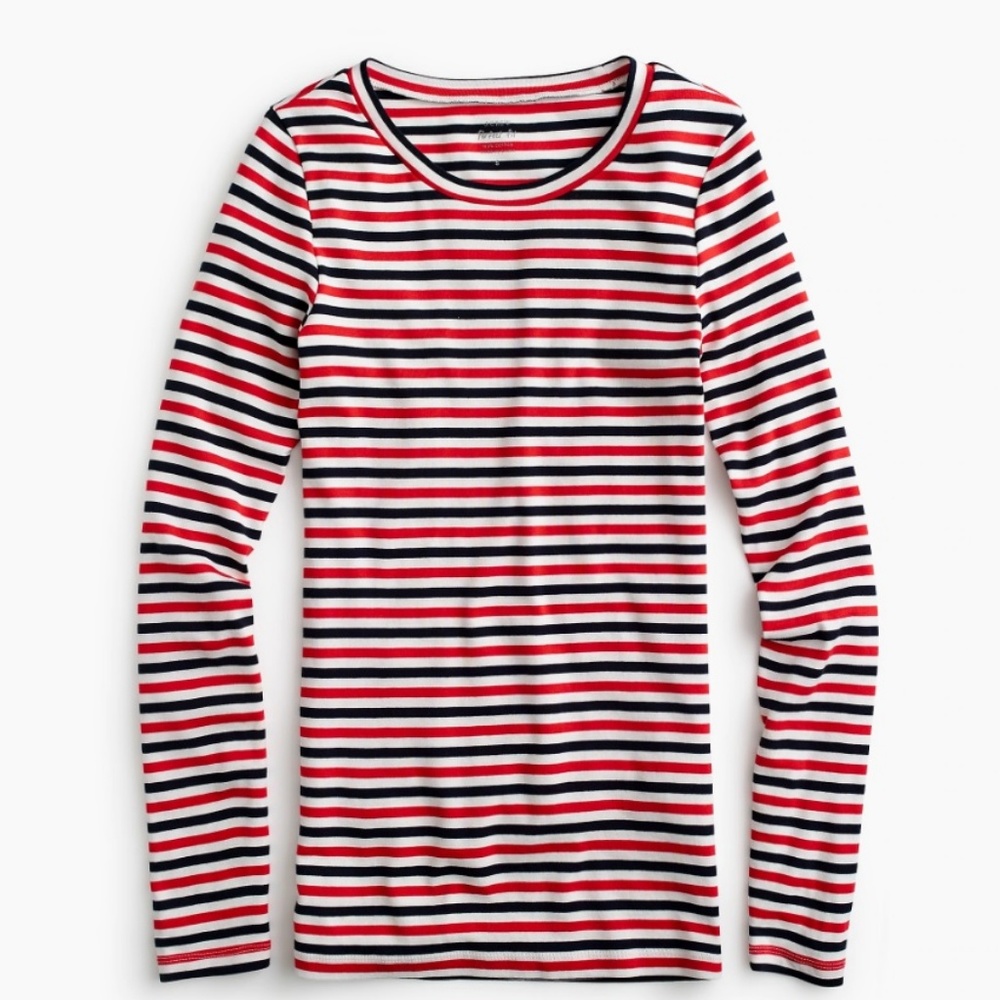 NWT J.Crew slim perfect fit striped tee red blue M